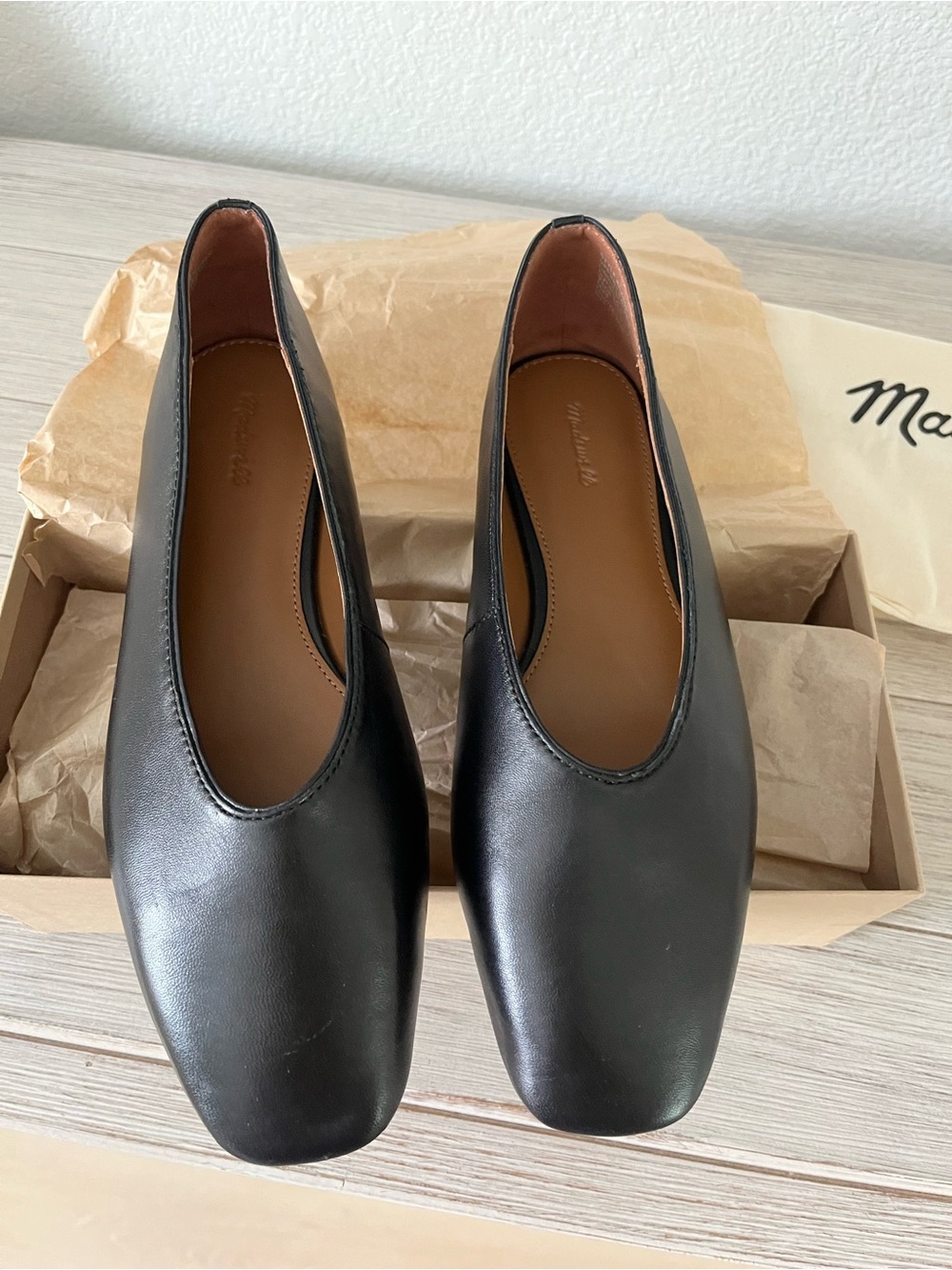 NWT- Madewell Mylie Black Leather Ballet Flats